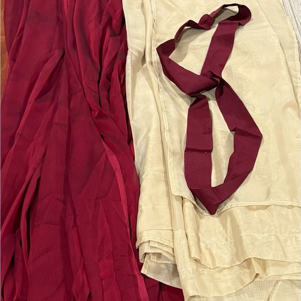 Gold curtains panels 8 pieces and 2 long size burgundy color curtins for design